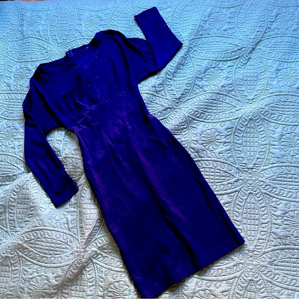 PINUP COUTURE NAVY JERSEY WIGGLE DRESS "JOANIE"